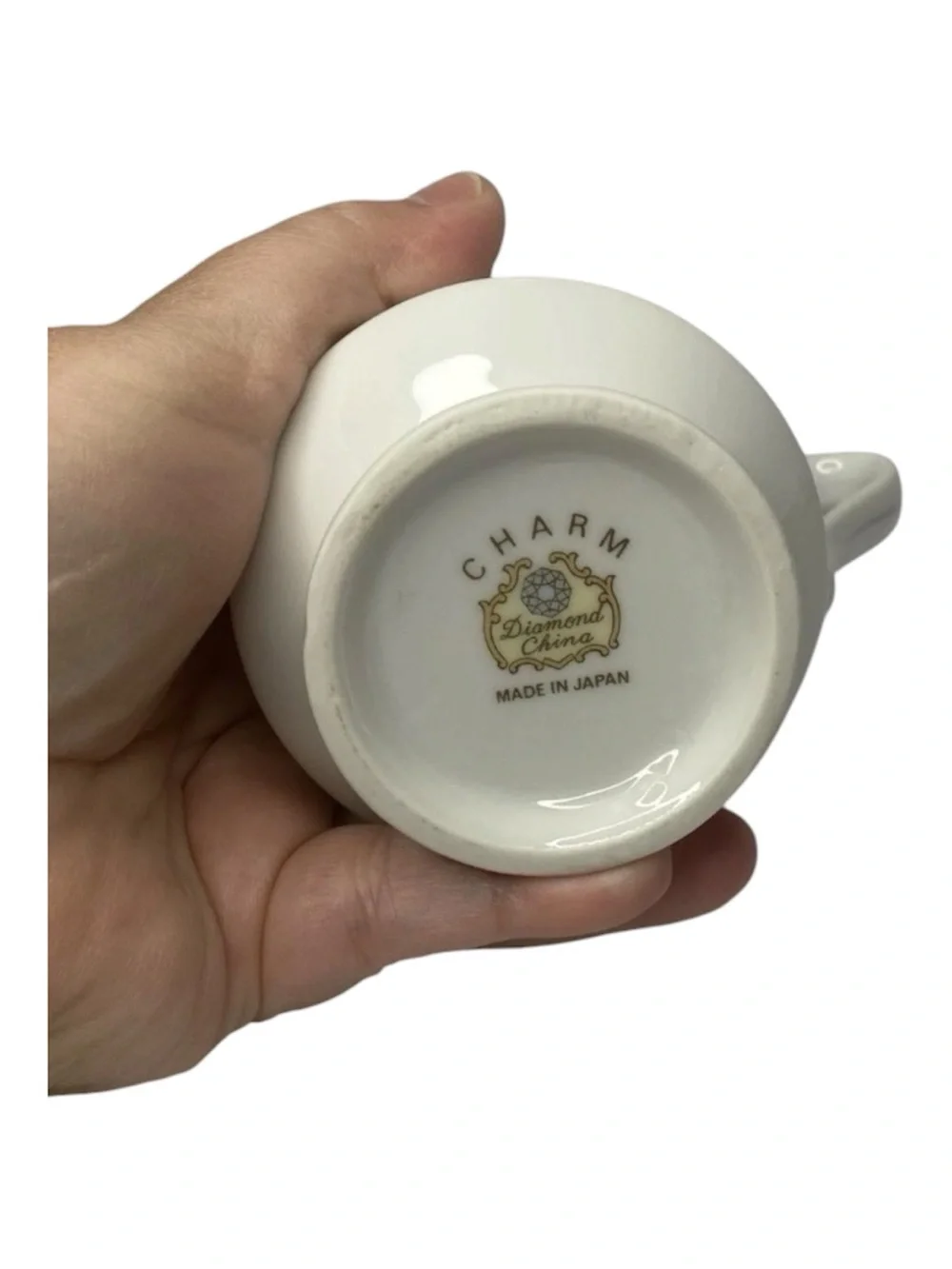 Vintage Diamond China Charm Sugar Bowl & Creamer Set White Platinum Trim